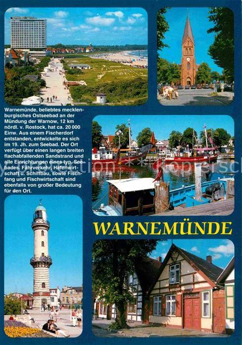 Warnemuende Ostseebad Promenade Hotel Neptun Kirche Alter Strom Fischkutter Leuc