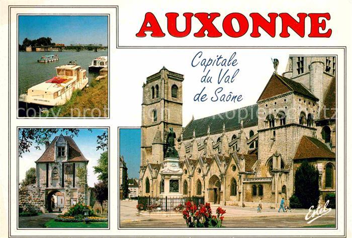 Auxonne Les quais de la Saone Porte de Comté Eglise Notre Dame