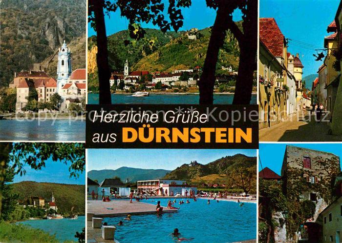 Duernstein Wachau Ortsmotiv Kirche Landschaftspanorama Freibad