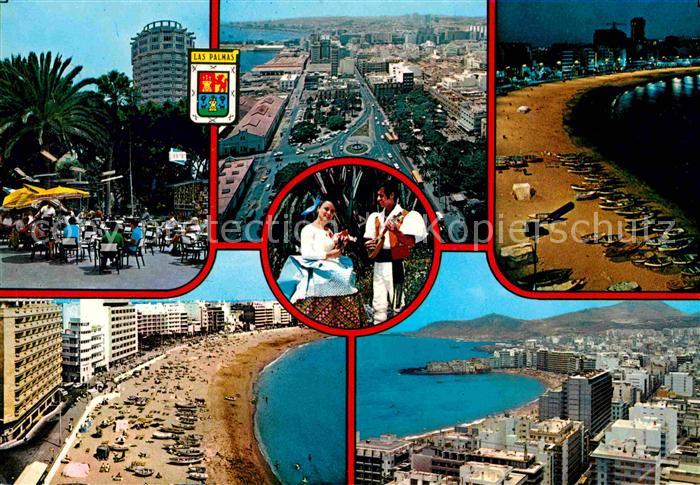 Las Palmas Gran Canaria Strassencafes Boulevard Strand Hotels Musik Teilansichte