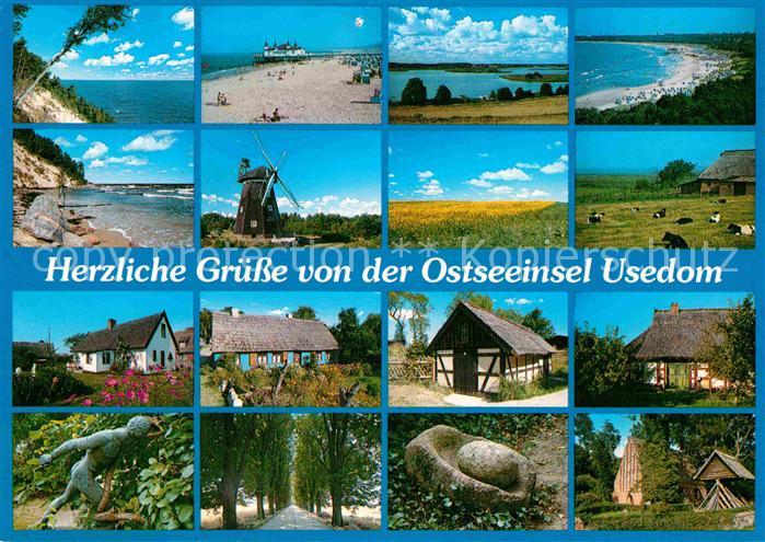 Usedom Mecklenburg-Vorpommern Kueste Strand Landschaftspanorama Windmuehle Haeus