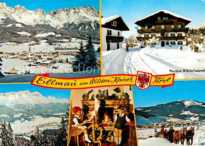 Ellmau Tirol Pension Wildschwendt Winterpanorama Wilder Kaiser Kaisergebirge Pfe