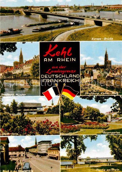 Kehl Rhein Europabruecke Stadthalle Rosengarten Hauptstrasse Strassburg Muenster