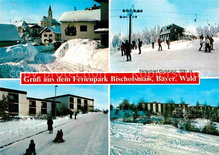 Bischofsmais Ferienpark Skigebiet Geiskopf Wintersportplatz Ortsmotiv mit Kirche
