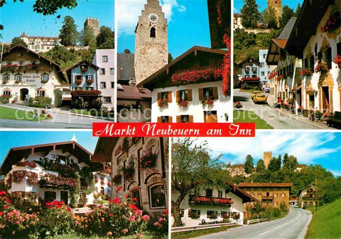 Markt Neubeuern Ortsmotive Fassadenmalerei Kirche Burgruine