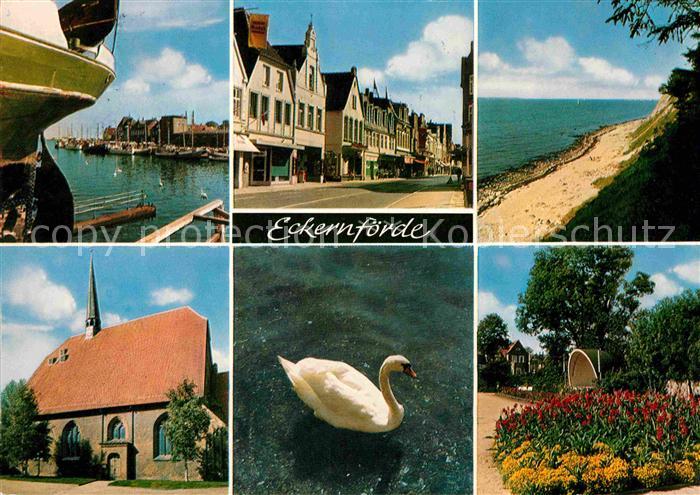 ECKERNFoeRDE Ostseebad Teilansichten Hafen Kirche Strand Kueste Schwan Park