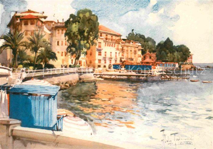 Rapallo La Rotonda e la Spiaggia di Avenaggi Kuenstlerkarte
