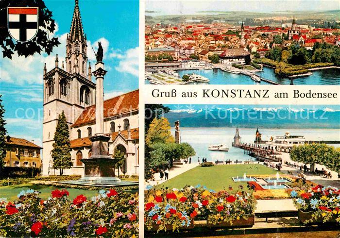 Konstanz Bodensee Kirche Park Hafen Alpenkette Fliegeraufnahme