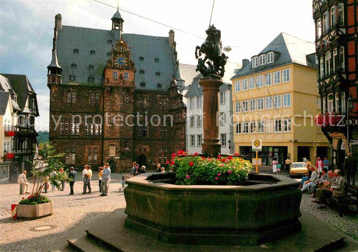 Marburg Lahn Marktbrunnen mit Rathaus