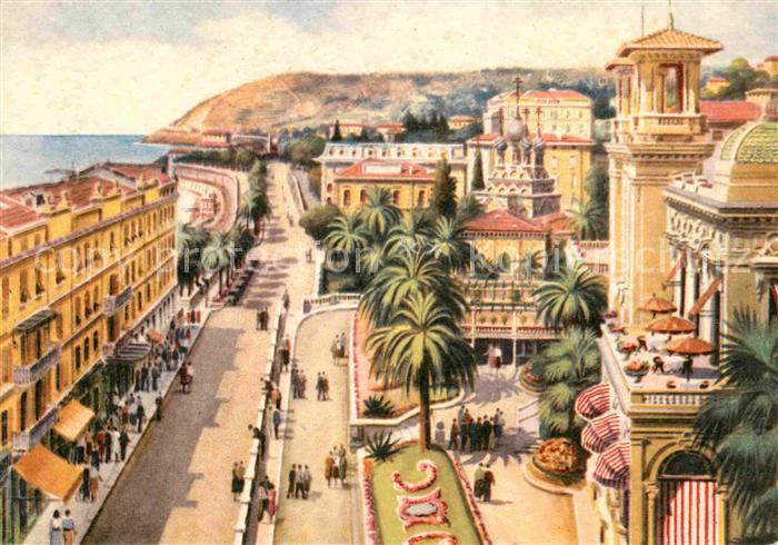 Sanremo Panorama dall Albergo Nazionale Riviera dei fiori Kuenstlerkarte