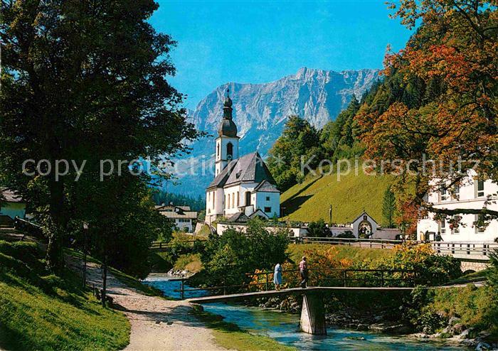 Ramsau Berchtesgaden Kirchenpartie am Fluss