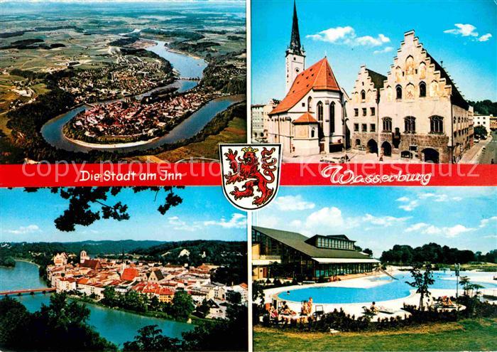 Wasserburg Inn Fliegeraufnahme Innpartie Freibad Kirche