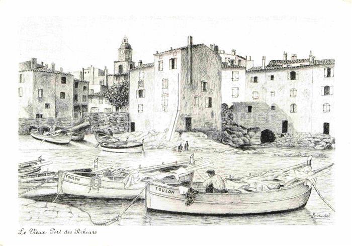 Saint Tropez Var Vieux Port des pecheurs Kuenstlerkarte