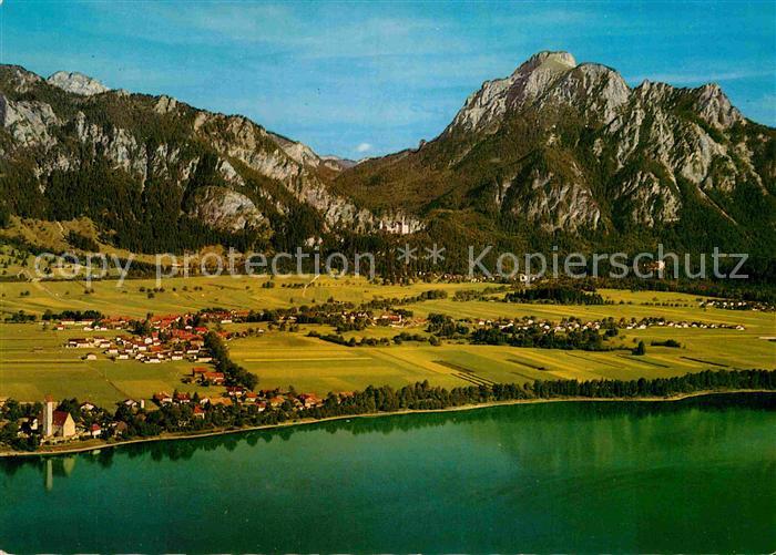 Forggensee Schwangau Fliegeraufnahme mit Waltenhofen Schwangau Koenigsschloesser