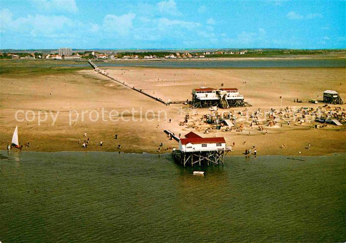 St Peter-Ording Fliegeraufnahme Strand und Seebruecke