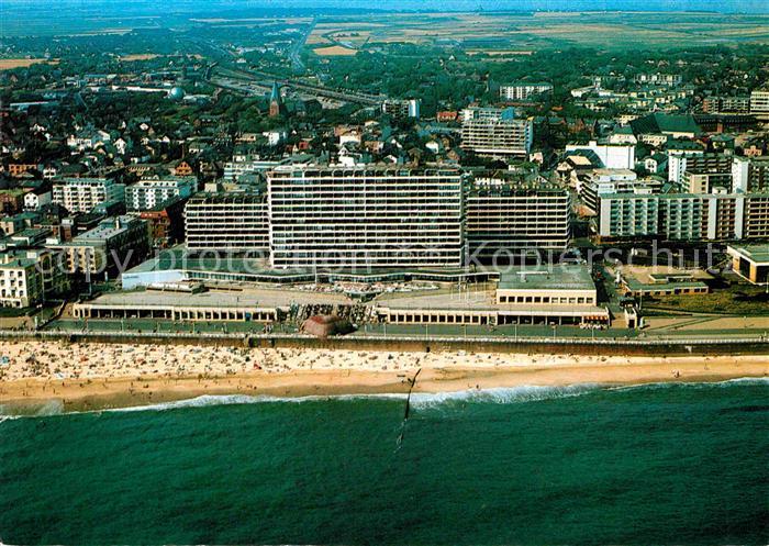 Westerland Sylt Fliegeraufnahme mit Kurzentrum und Strand