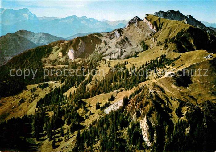 Lenggries Fliegeraufnahme Brauneckgipfel mit Benediktenwand und Zugspitze