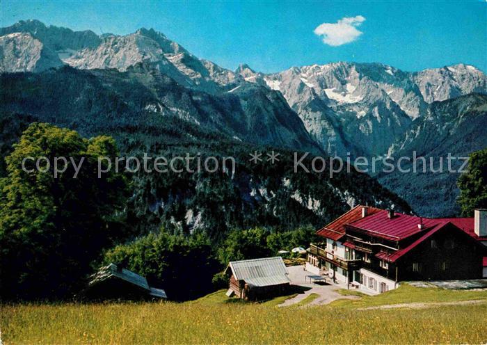 GARMISCH-PARTENKIRCHEN Bayern Berggasthof Eckbauer mit Musterstein Dreitorspitze