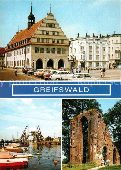Greifswald Rathaus Wieker Klappbruecke Klosterruine