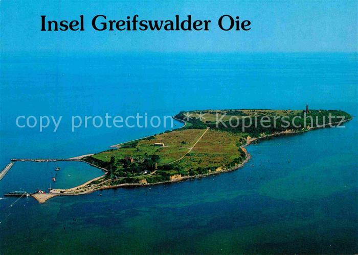 Greifswalder Oie Fliegeraufnahme Insel mit Leuchtturm