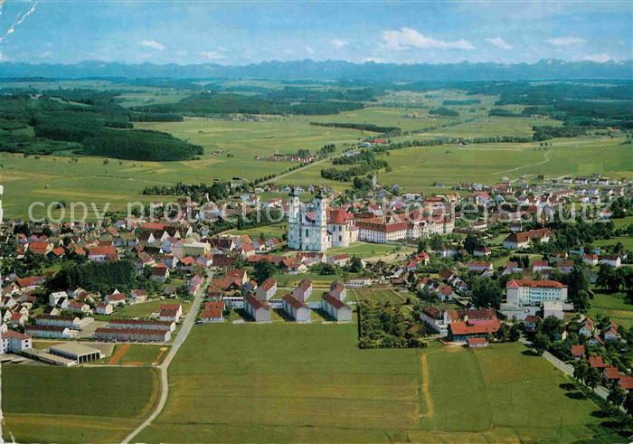 Ottobeuren Fliegeraufnahme mit Zugspitzmassiv Tannheimer Bergen