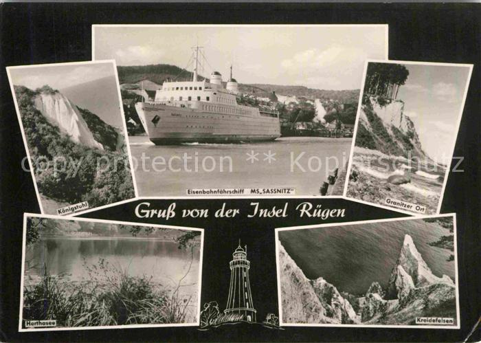Insel Ruegen Faehre MS Sassnitz Granitzer Ort Kreidefelsen Herthasee Koenigstuhl