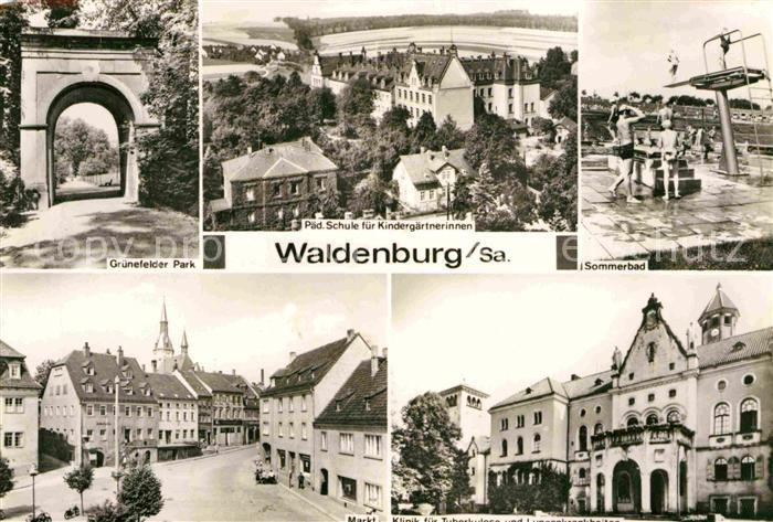 Waldenburg Sachsen Gruenefelder-Park Freibad Markt