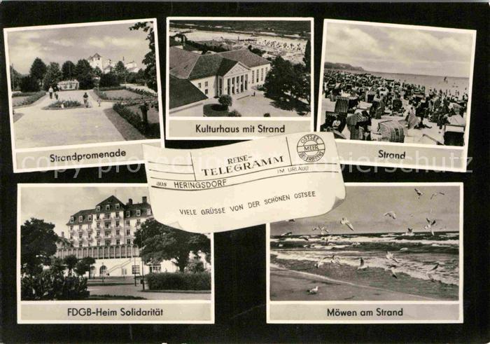 Heringsdorf Ostseebad Usedom Promenade Strand Moewen FDGB-Heim Solidaritaet