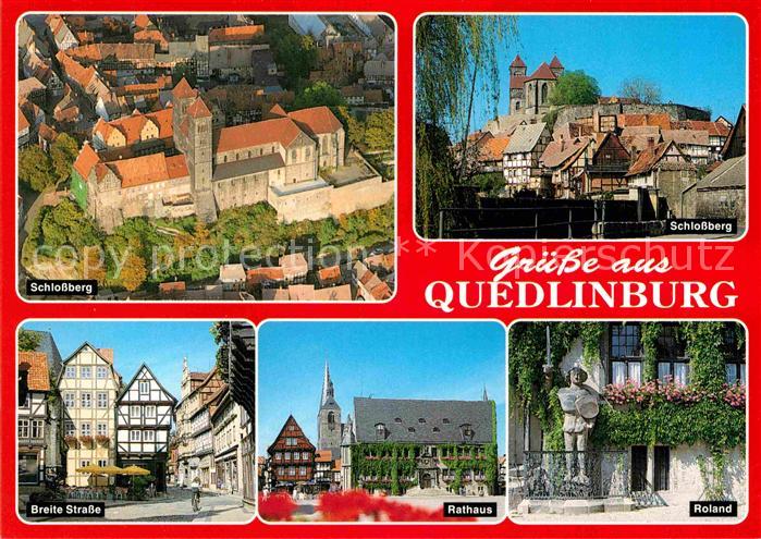 Quedlinburg Harz Fliegeraufnahme Schlossberg Breite-Strasse Rathaus Roland