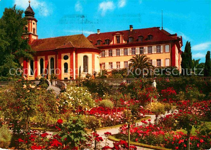 Insel Mainau Rosengarten mit Schloss und Kirche