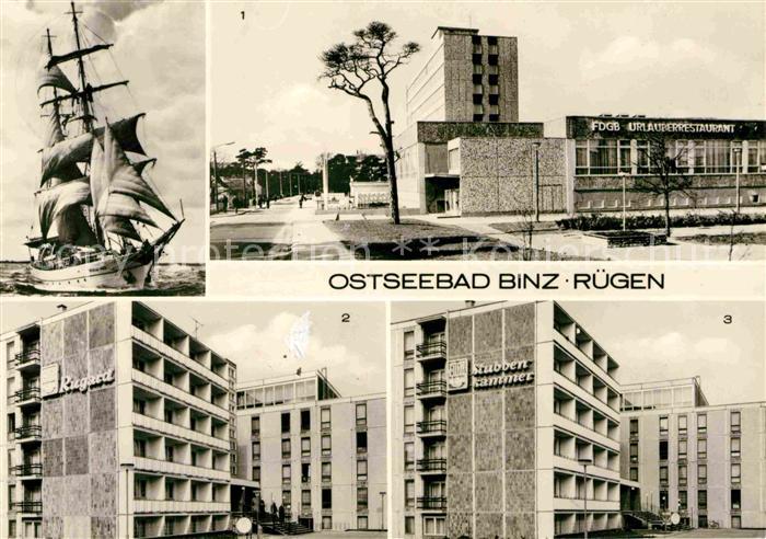 Binz Ruegen FDGB Erholungsheime Urlauberrestaurant Segelschiff Zweimaster