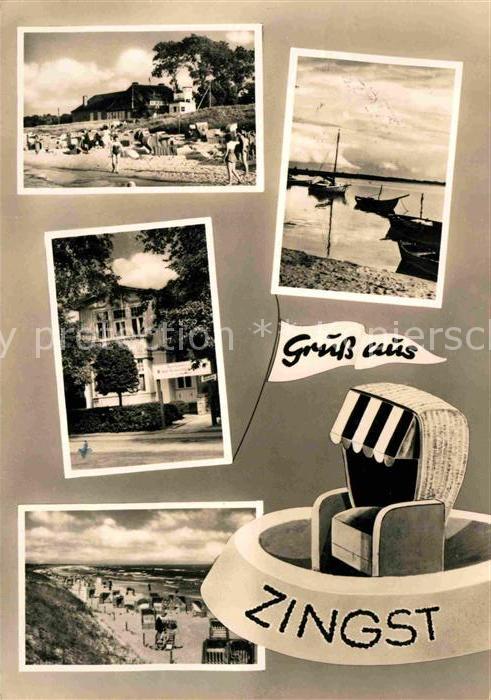 Zingst Ostseebad Badestrand Ferienheim Fischerboote Strandkorb