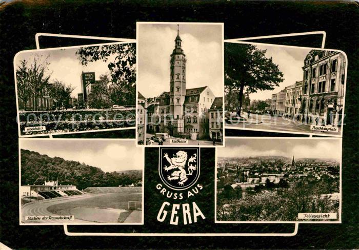 Gera Hochhaus Rathaus Puschkinplatz Stadtbild Stadion der Freundschaft
