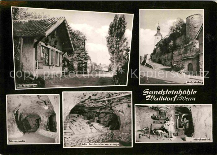 Walldorf Meiningen Sandsteinhoehle Hoehleneingang Wehrkirche Saeulen Sandmacherw
