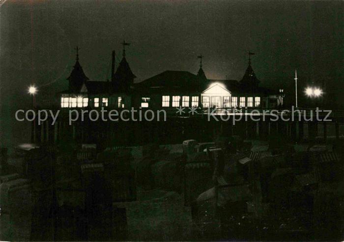 Ahlbeck Ostseebad Seebruecke HO Gaststaette Nachtaufnahme