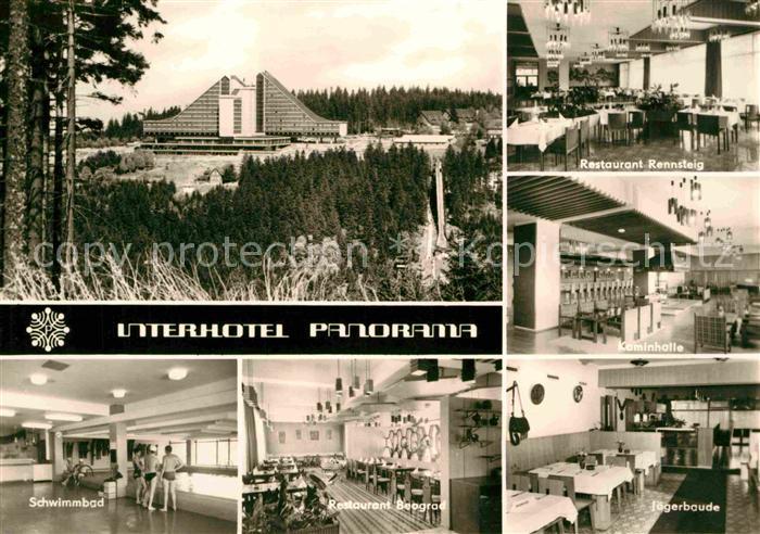 Oberhof Thueringen Interhotel Panorama Restaurant Rennsteig Kaminhalle Jaegerbau