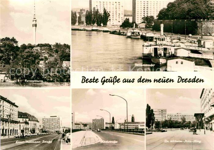 DRESDEN Elbe Fernsehturm Terrassenufer Elbe Ernst Thaelmann Strasse Hochstrasse