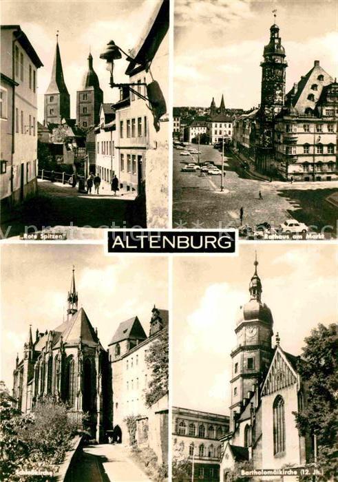 Altenburg Thueringen Rote Spitzen Doppelturm Wahrzeichen Rathaus Markt Kirche