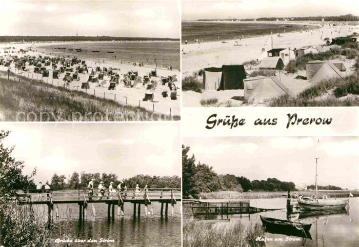 Prerow Ostseebad Strand Camping Bruecke ueber den Strom Hafen