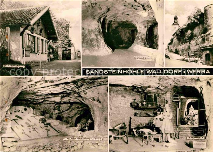 Walldorf Meiningen Sandsteinhoehle Hoehleneingang Saeulen Wehrkirche Sandmacherw