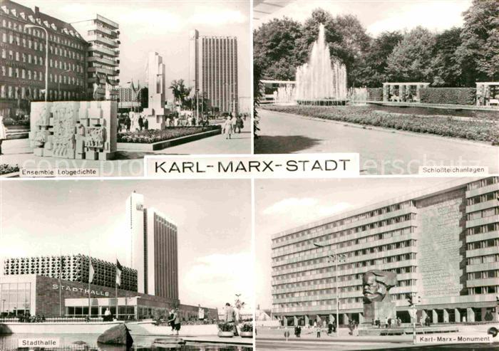 Karl-Marx-Stadt Ensemble Lobgedichte Schlossteichanlagen Karl Marx Museum Stadth