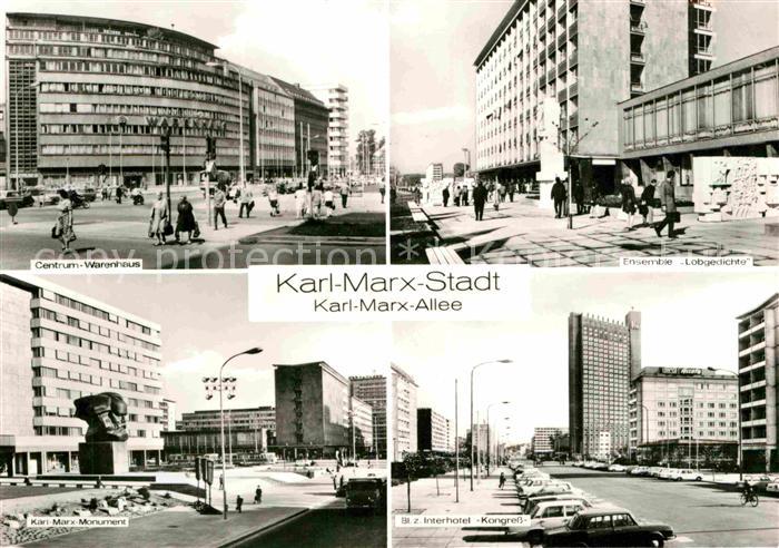 Karl-Marx-Stadt Centrum Warenhaus Ensemble Lobgedichte Interhotel Kongress Karl