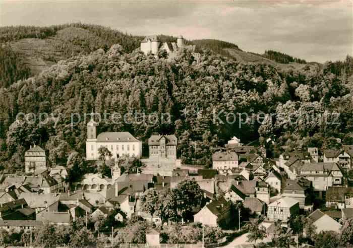 Leutenberg Thueringen Ortsansicht mit Kirche und Schloss