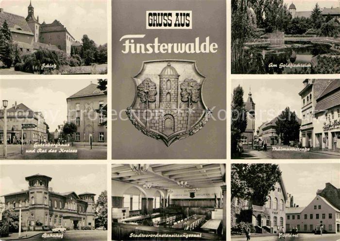 Finsterwalde Schloss Gutenberghaus Rat des Kreises Bahnhof Goldfischteich Thaelm