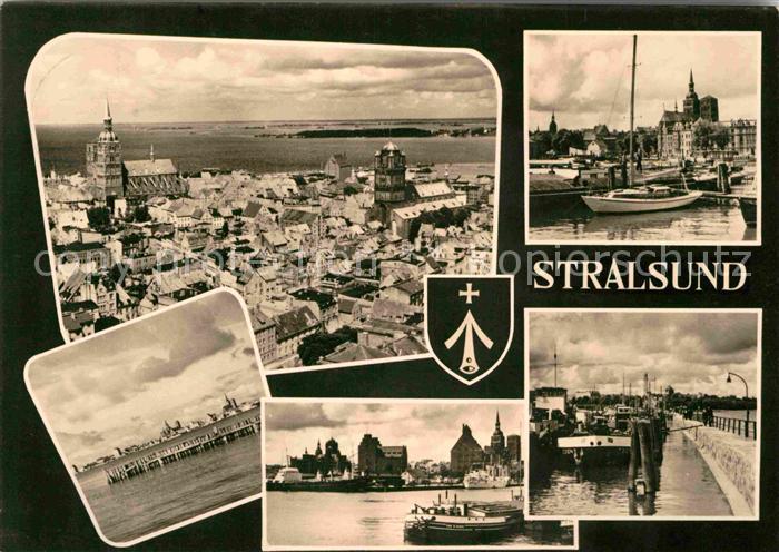 Stralsund Mecklenburg Vorpommern Stadtbild mit Kirchen Hafen Schleuse