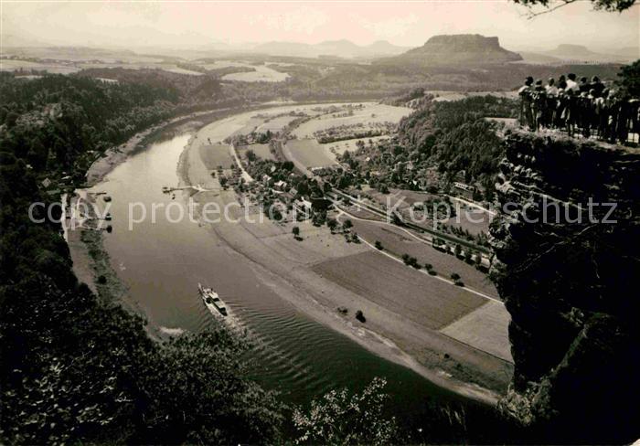 Rathen Saechsische Schweiz Panorama Elbe Basteiblick Lilienstein Tafelberg Elbsa