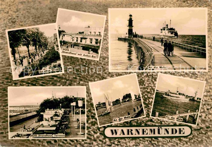 Warnemuende Ostseebad Promenade am Alten Strom HOG Strandhaus Mole Leuchtturm
