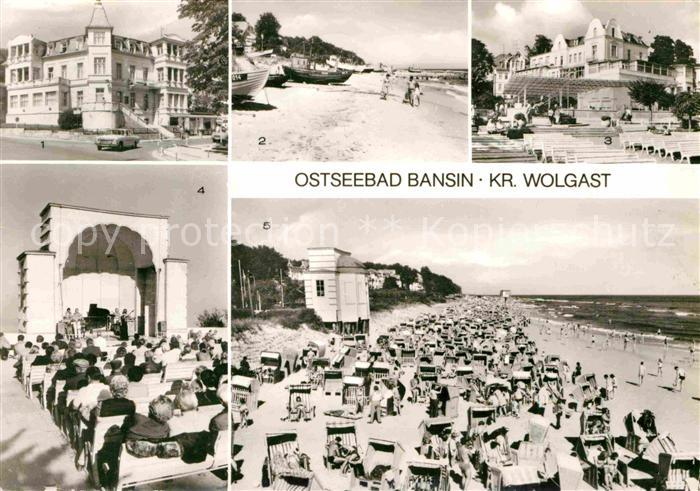 Bansin Ostseebad FDGB Erholungsheime Fischerstrand Konzertpavillon Strand