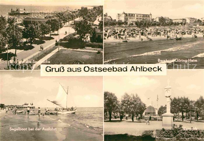 Ahlbeck Ostseebad Promenade Seebruecke Strand Bernhard Goering Heim Segelboot Ku