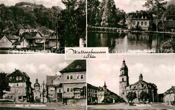 Waltershausen Gotha Schloss Tannenberg Gaststaette Bellevue Stadtkirche Markt Ni